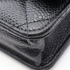 Chanel Shoulder Bag Quilted Black Caviar Leather Chain Wallet — view 7
