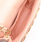 Chanel Shoulder Bag Quilted Logo Pink Lambskin Chain — view 3