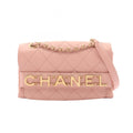 Chanel Shoulder Bag Quilted Logo Pink Lambskin Chain