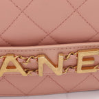 Chanel Shoulder Bag Quilted Logo Pink Lambskin Chain — view 7