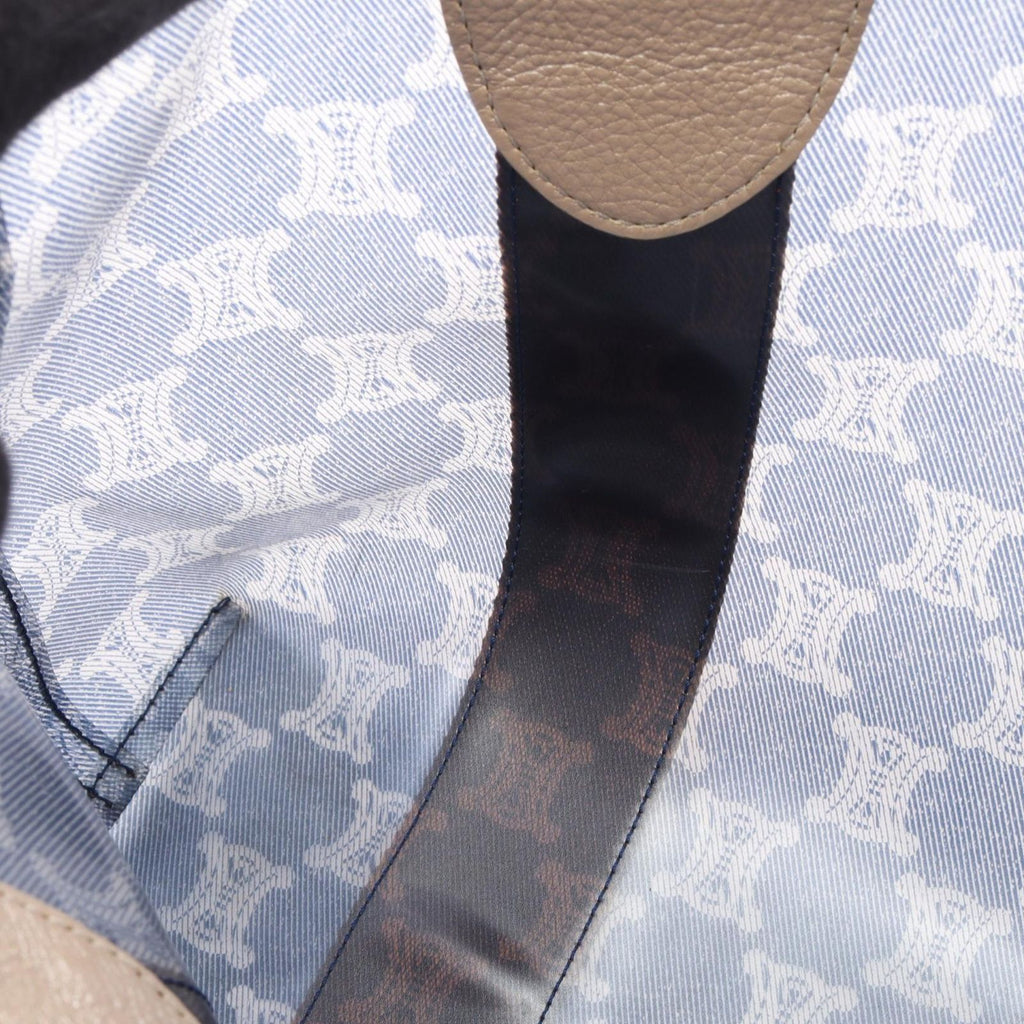 Celine Tote Bag Macadam Navy Brown Vinyl Leather — view 6