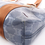 Celine Tote Bag Macadam Navy Brown Vinyl Leather — view 8