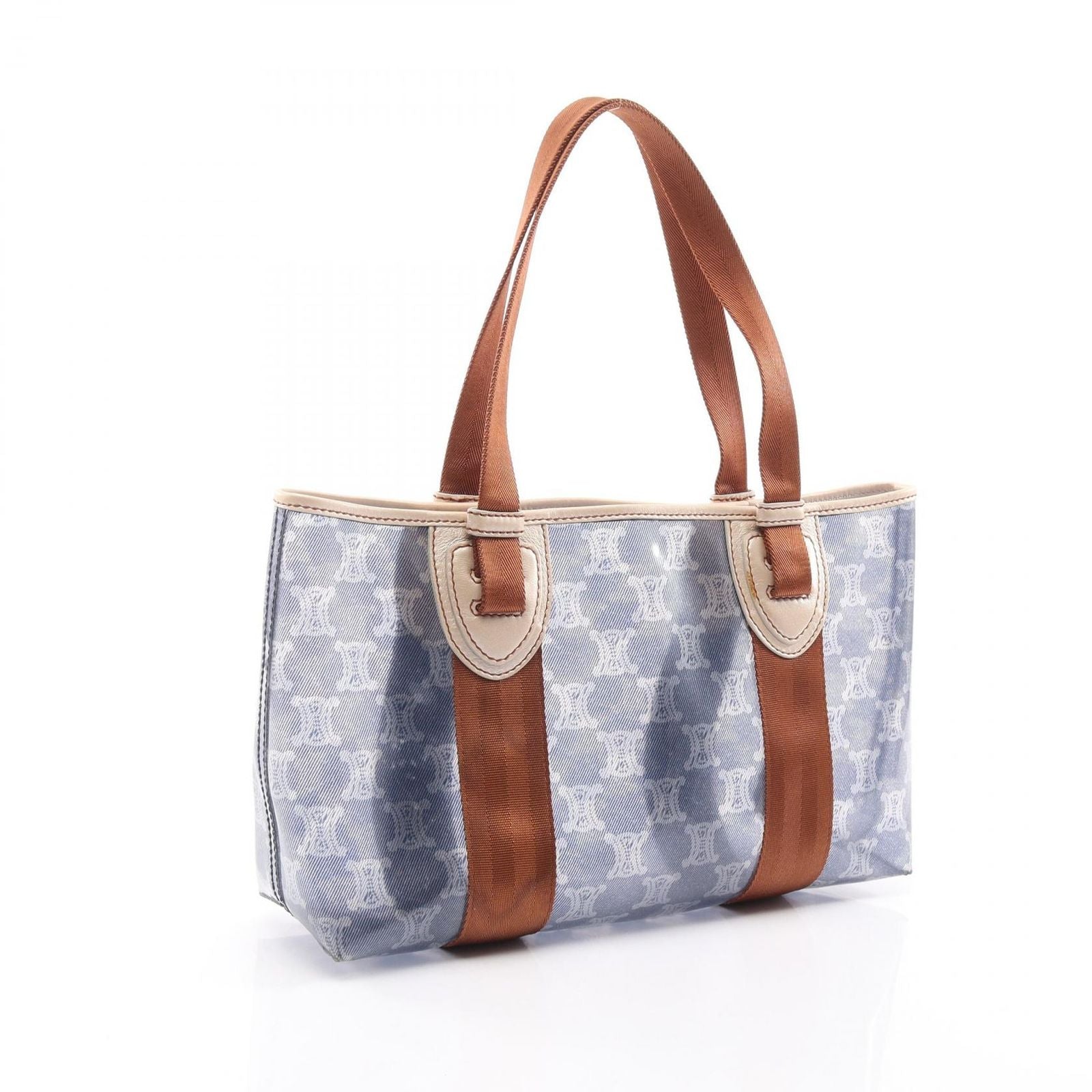 Celine Tote Bag Macadam Navy Brown Vinyl Leather — view 2