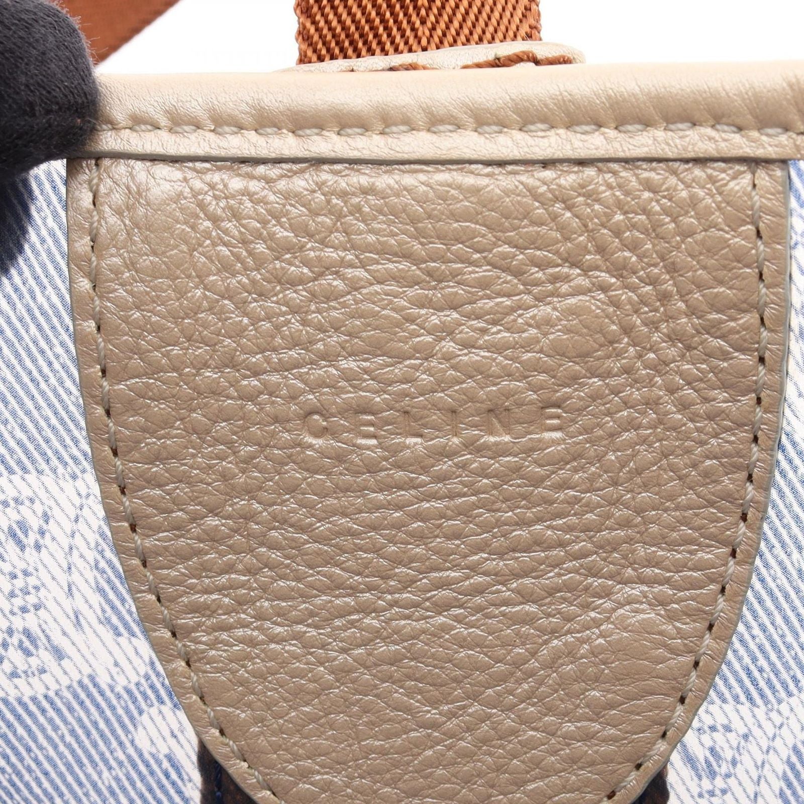 Celine Tote Bag Macadam Navy Brown Vinyl Leather — view 4