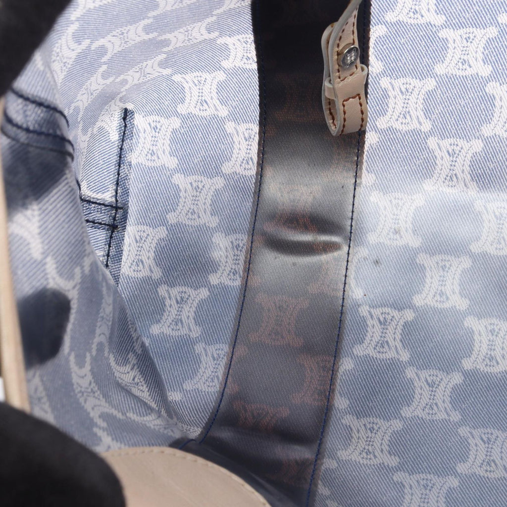 Celine Tote Bag Macadam Navy Brown Vinyl Leather — view 5