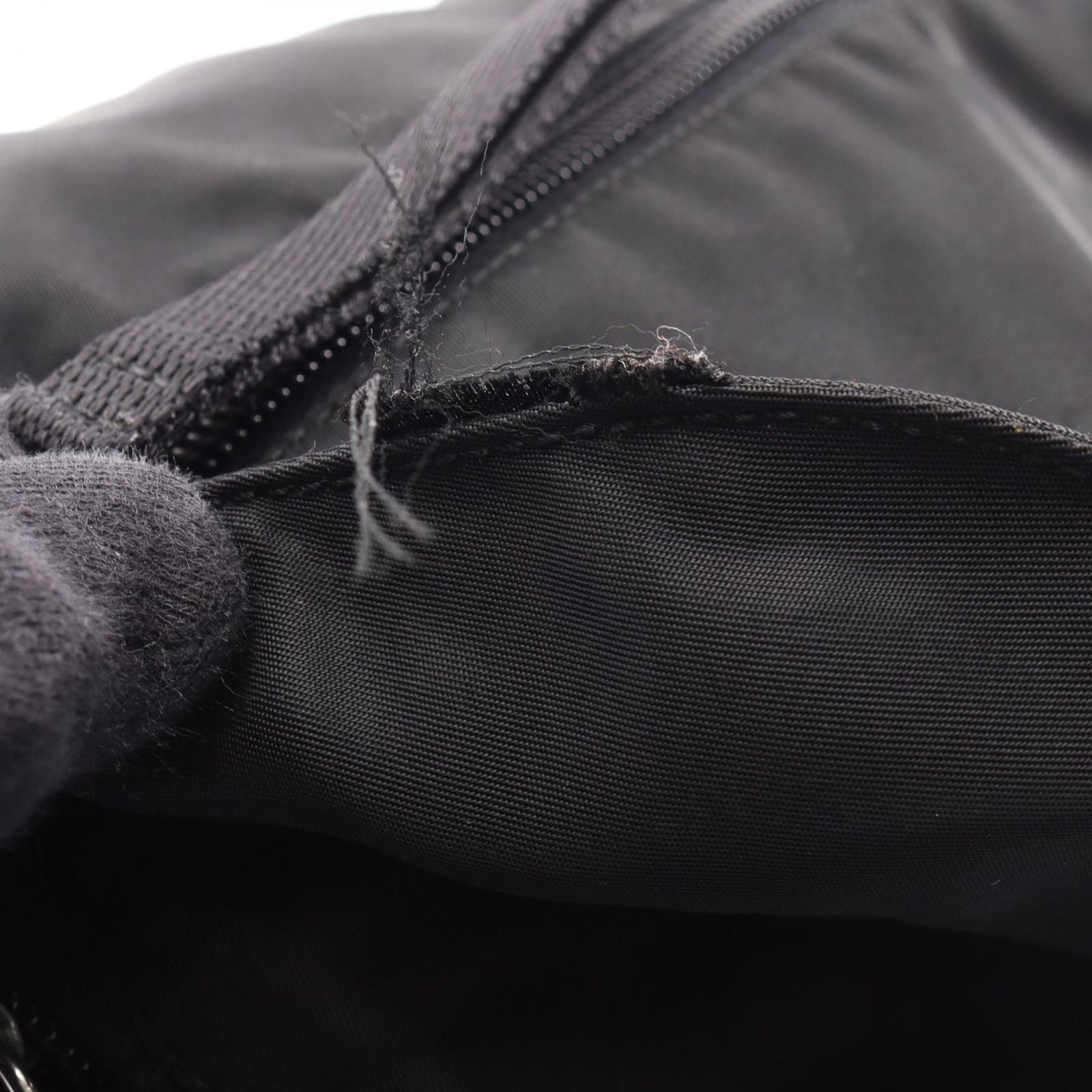 Prada Shoulder Bag Vela Black Nylon Leather Triangle Logo — view 8