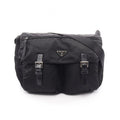 Prada Shoulder Bag Vela Black Nylon Leather Triangle Logo