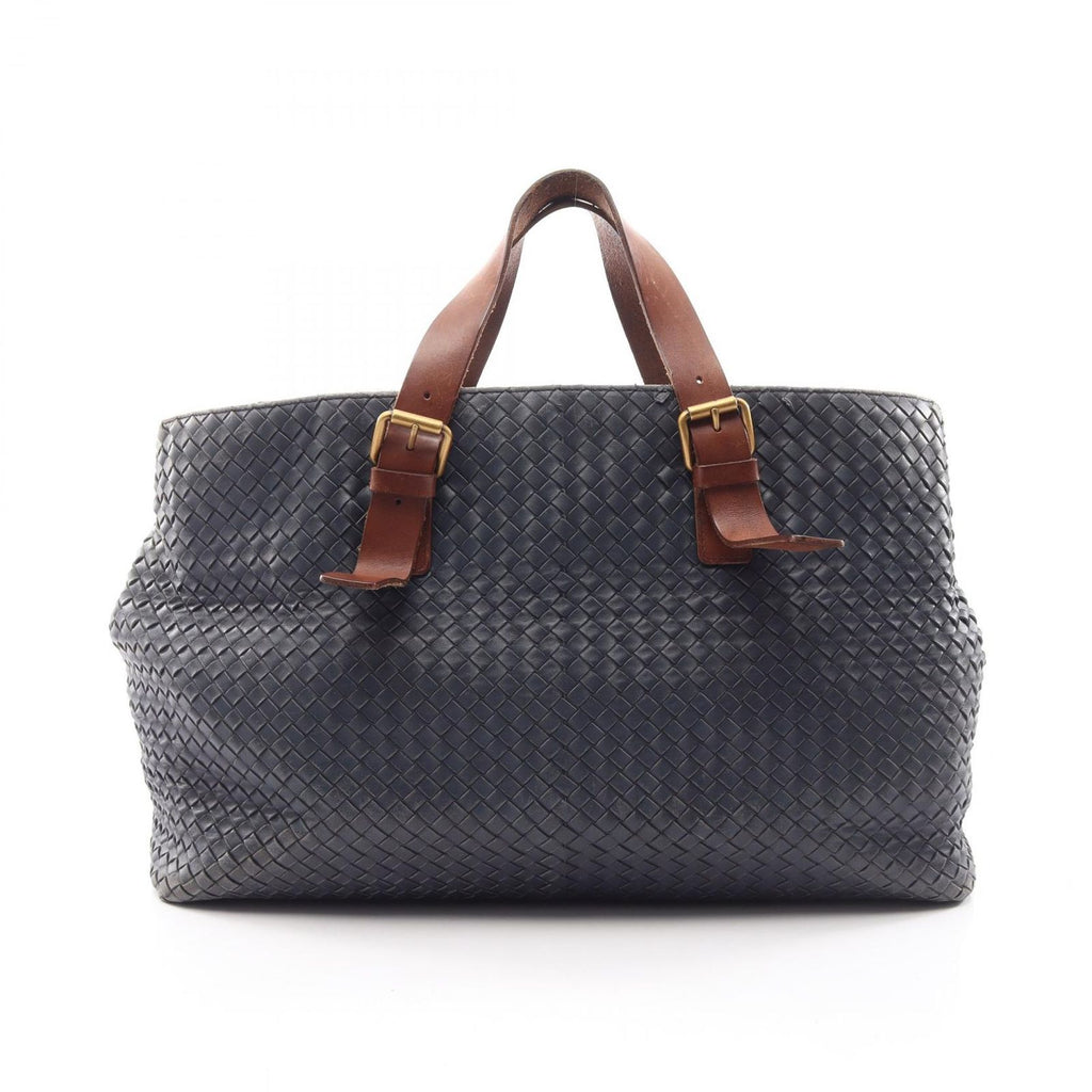 Bottega Veneta Tote Bag Intrecciato Navy Leather Large