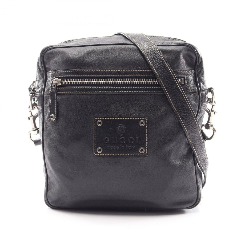Gucci Shoulder Bag Crest Black Leather