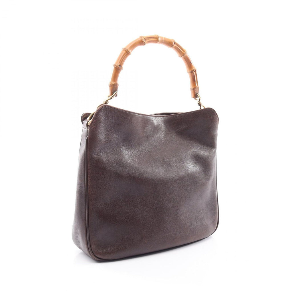Gucci Bamboo 2-Way 001 Brown Leather Shoulder Handbag — view 2