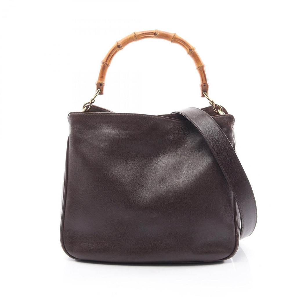 Gucci Bamboo 2-Way 001 Brown Leather Shoulder Handbag