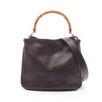 Gucci Bamboo 2-Way 001 Brown Leather Shoulder Handbag
