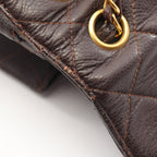 Chanel Shoulder Bag Quilted Face Brown Caviar Leather Double Chain — view 8