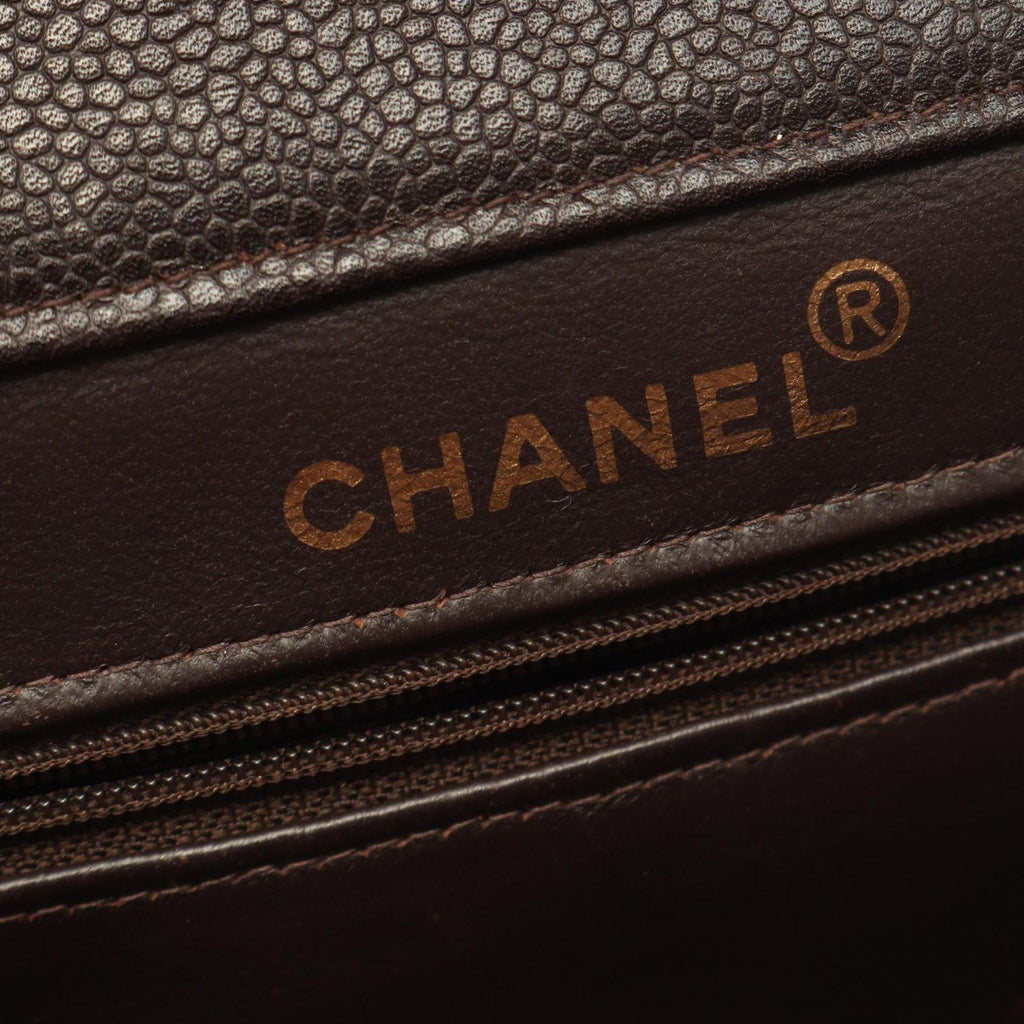 Chanel Shoulder Bag Quilted Face Brown Caviar Leather Double Chain — view 5