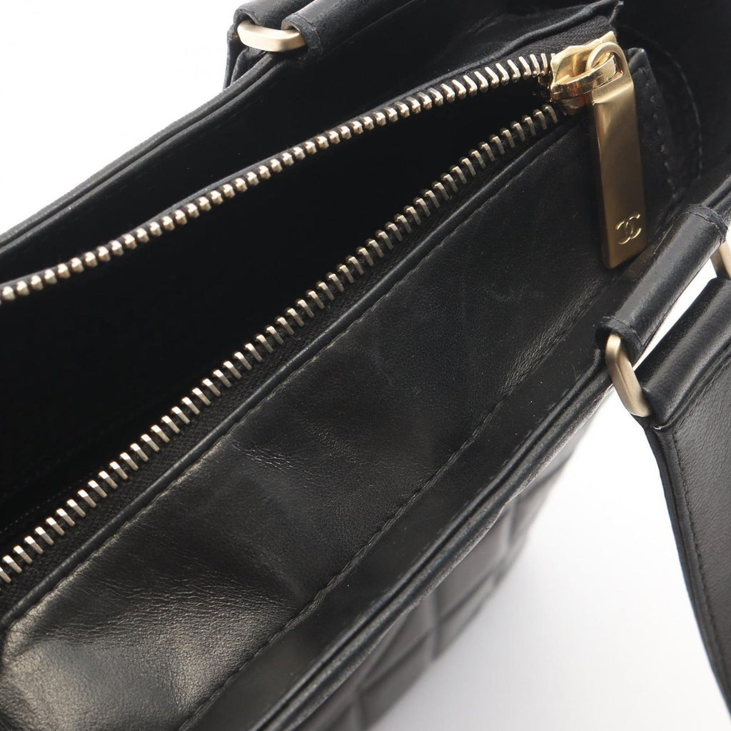 Chanel Tote Bag Choco Bar Black Lambskin CC Logo — view 7
