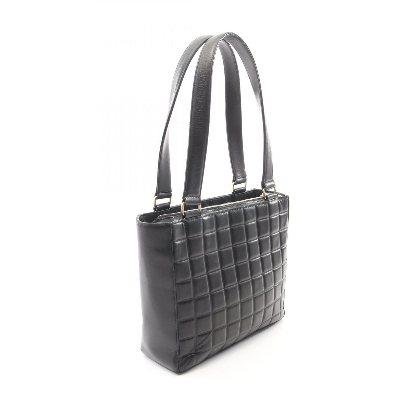 Chanel Tote Bag Choco Bar Black Lambskin CC Logo — view 2