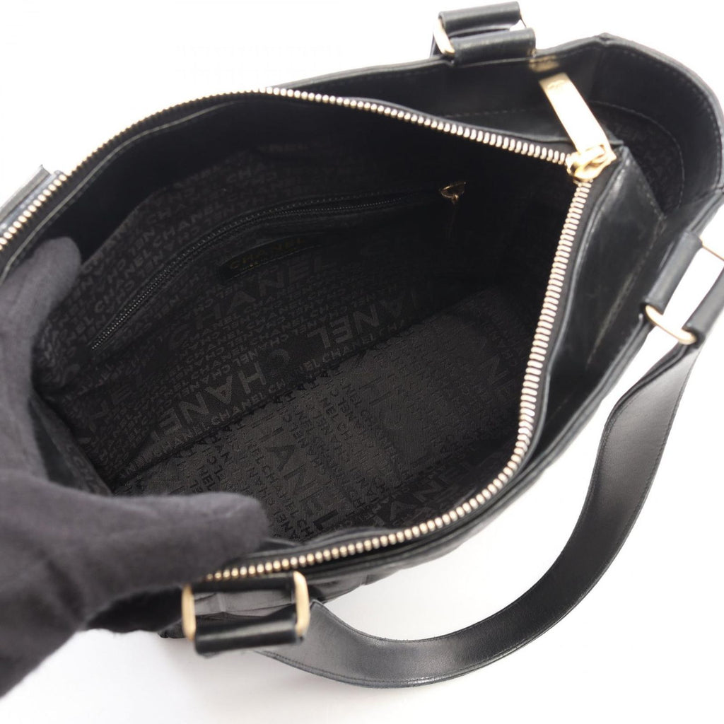 Chanel Tote Bag Choco Bar Black Lambskin CC Logo — view 3