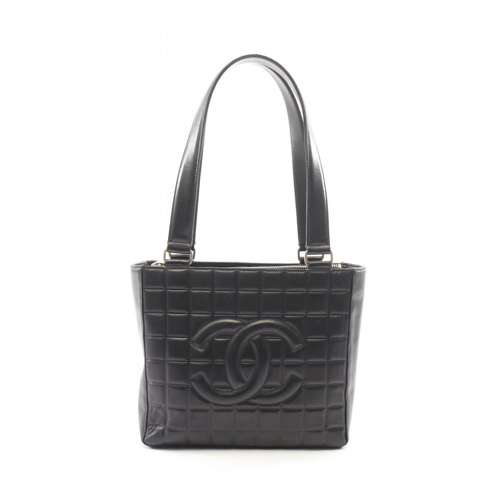Chanel Tote Bag Choco Bar Black Lambskin CC Logo