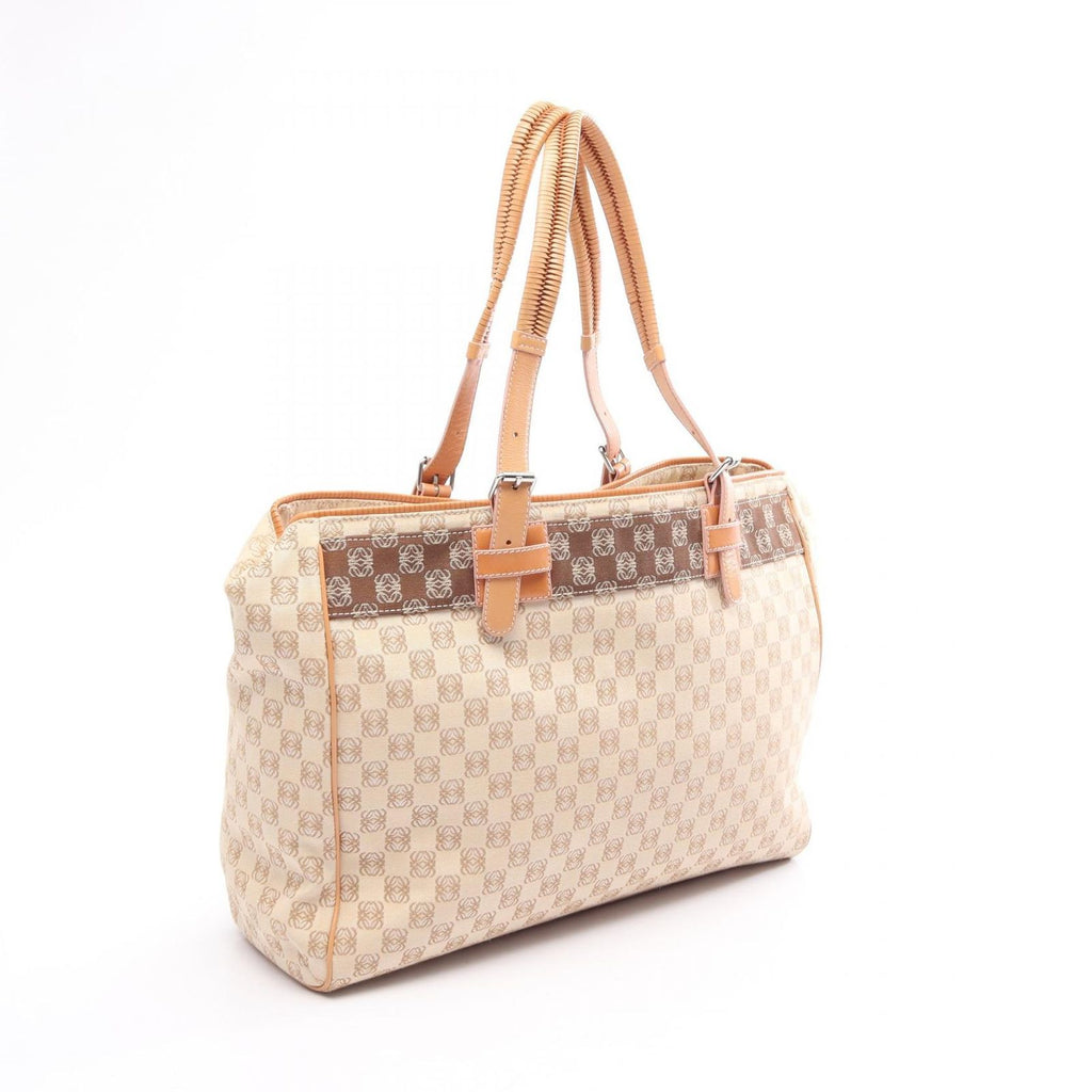 Loewe Tote Bag Repeat Anagram Beige Canvas Leather — view 2