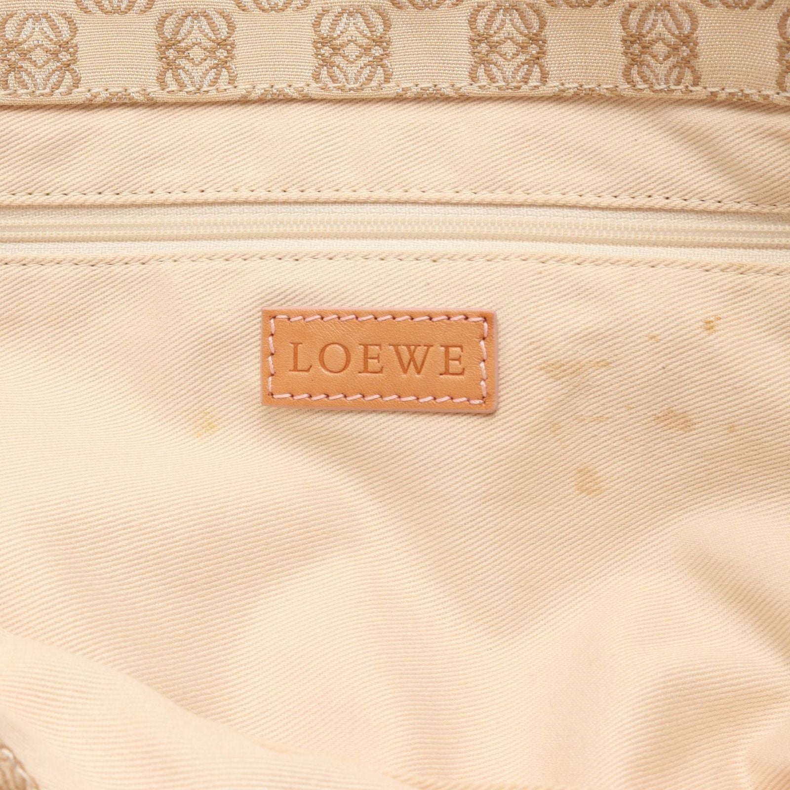 Loewe Tote Bag Repeat Anagram Beige Canvas Leather — view 5