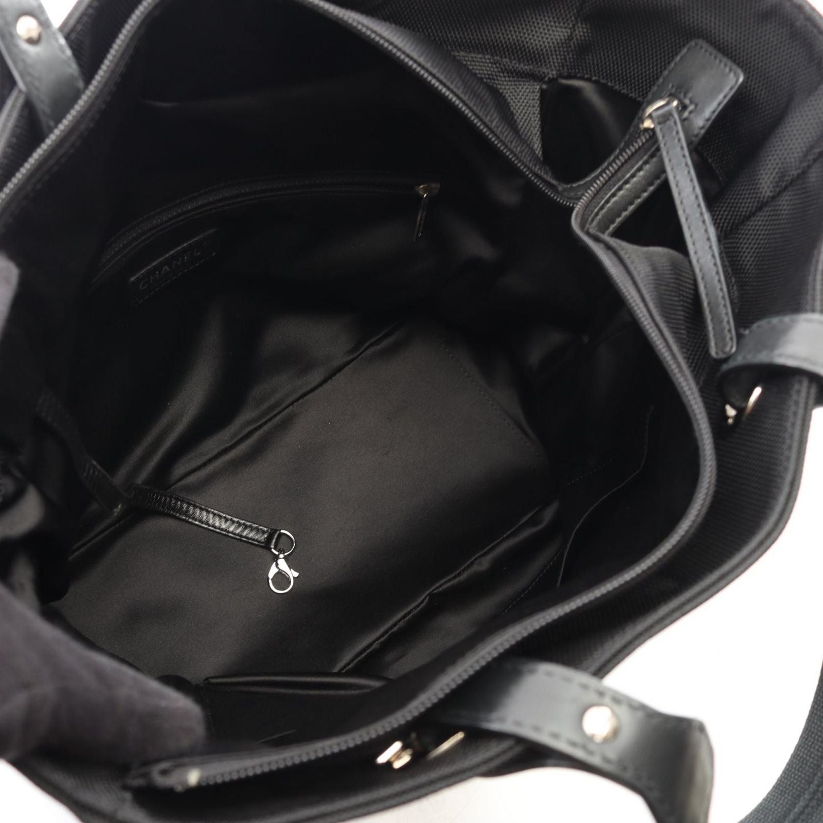 Chanel Tote Bag Paris Biarritz MM Black Canvas Leather MM — view 3