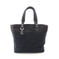 Chanel Tote Bag Paris Biarritz MM Black Canvas Leather MM