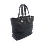 Chanel Tote Bag Paris Biarritz MM Black Canvas Leather MM — view 2