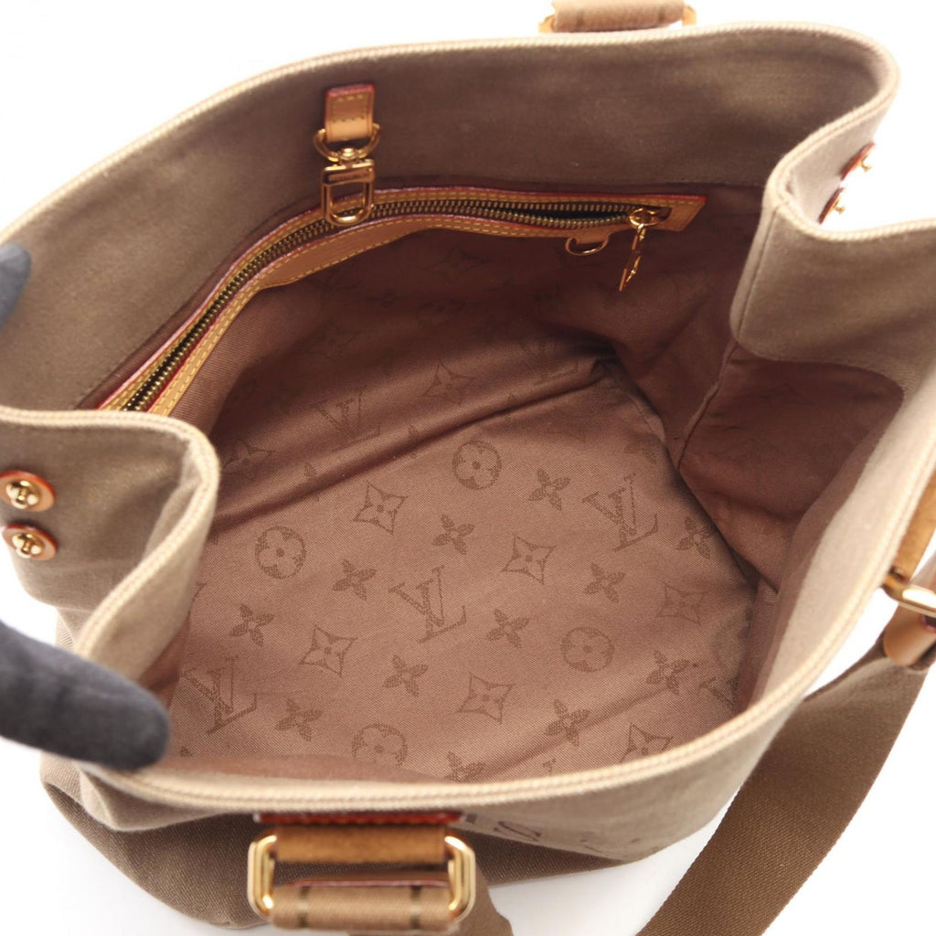 Louis Vuitton Tote Bag Plan Soleil Cabas PM Beige Canvas Leather — view 3