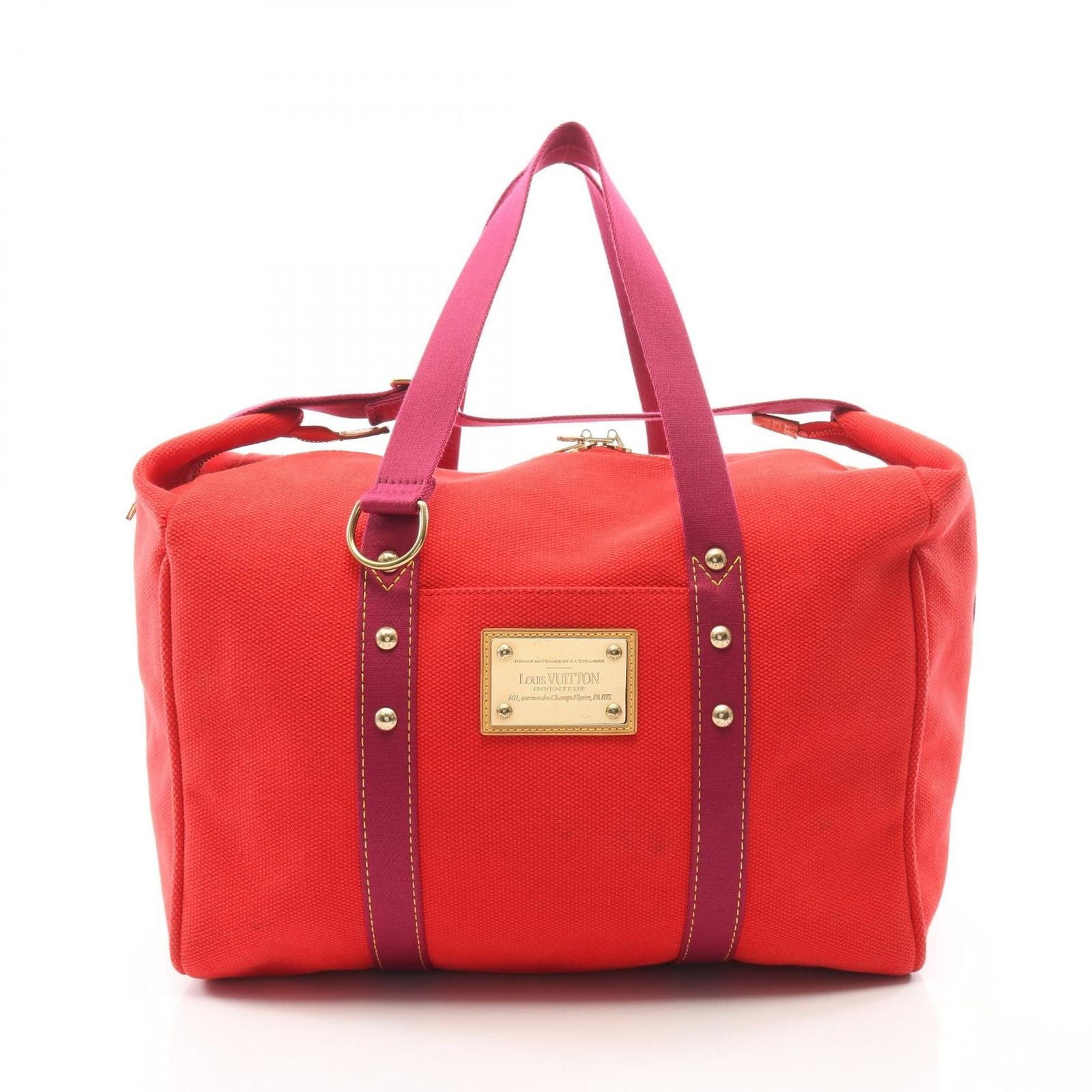 Louis Vuitton Boston Bag Sac Weekend Rouge Canvas