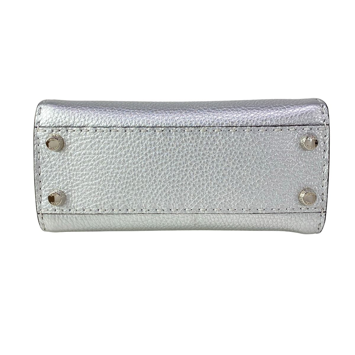 Fendi Handbag Peekaboo Iconic Small Selleria Silver Leather — view 5