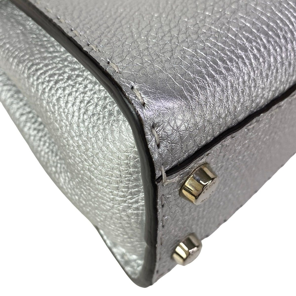 Fendi Handbag Peekaboo Iconic Small Selleria Silver Leather — view 6