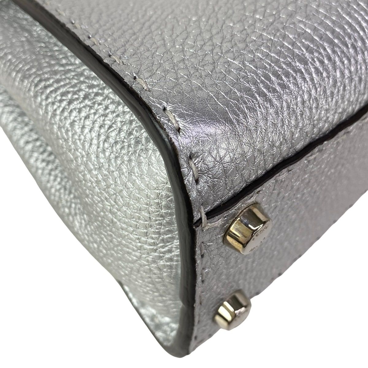 Fendi Handbag Peekaboo Iconic Small Selleria Silver Leather — view 6