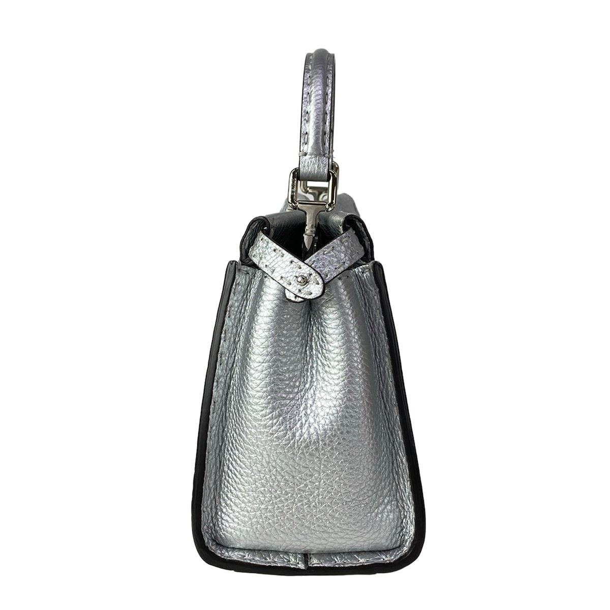 Fendi Handbag Peekaboo Iconic Small Selleria Silver Leather — view 4