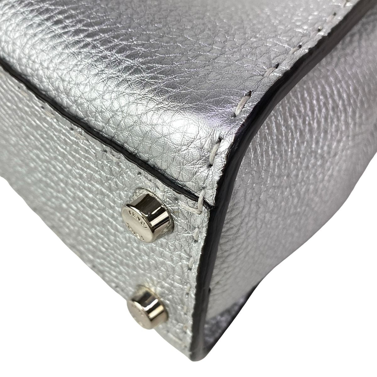 Fendi Handbag Peekaboo Iconic Small Selleria Silver Leather — view 7