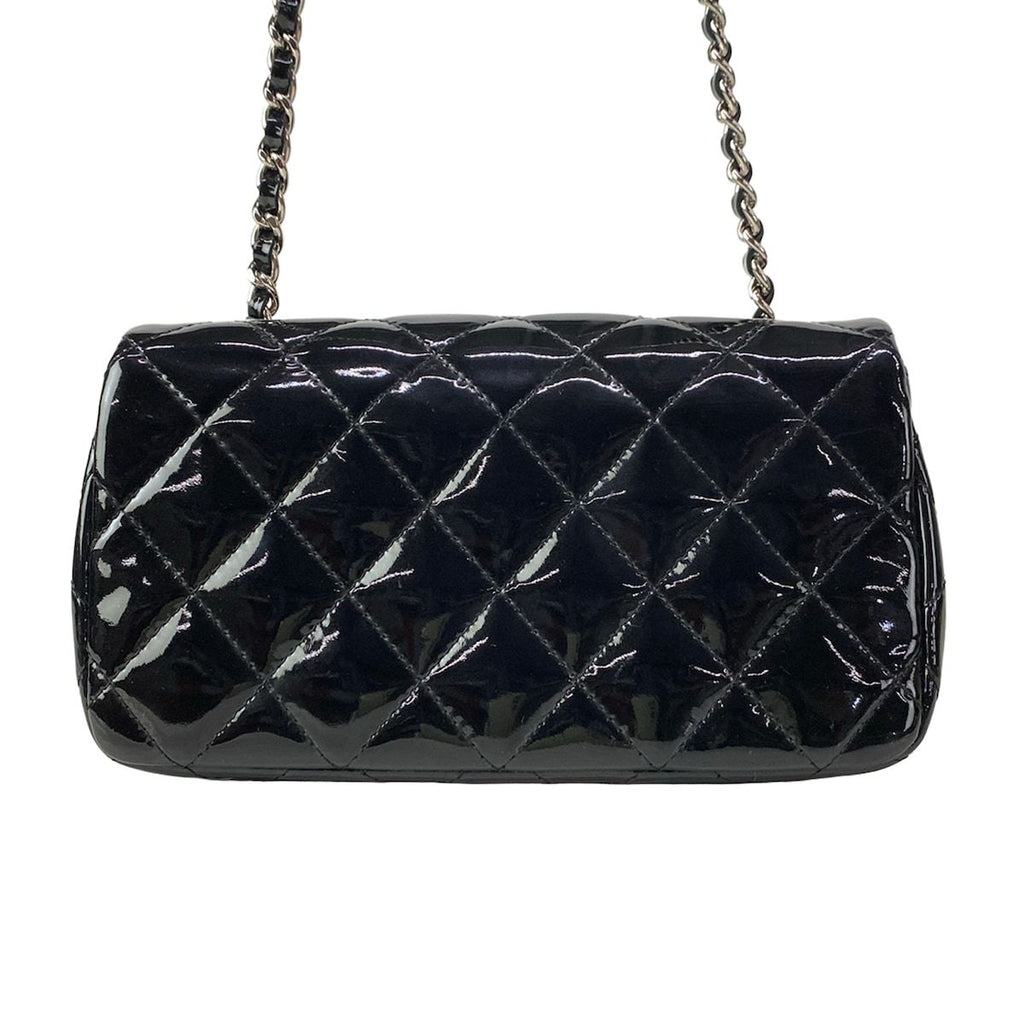Chanel Shoulder Bag Extra Mini Quilted Black Chain Silver Leather — view 3
