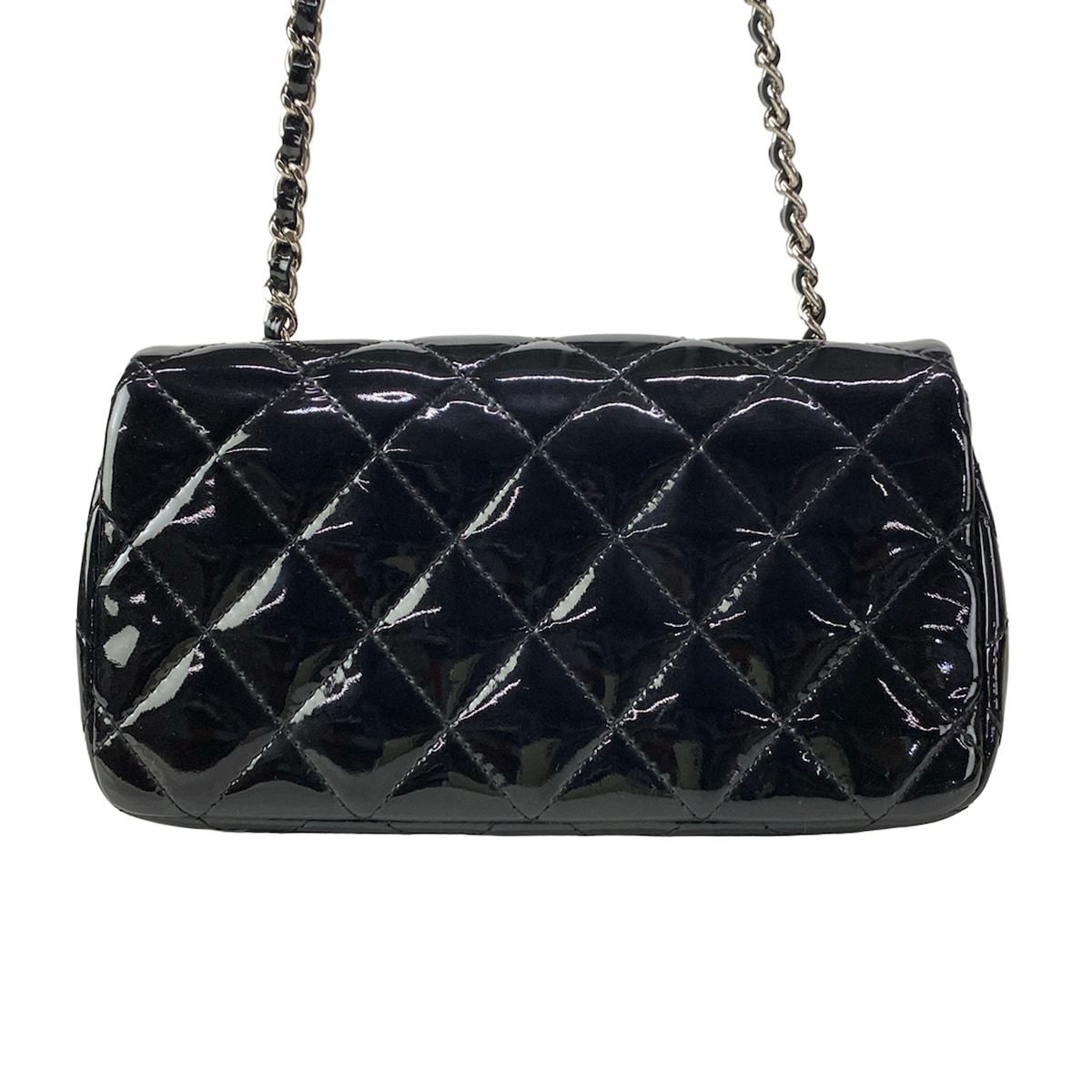 Chanel Shoulder Bag Extra Mini Quilted Black Chain Silver Leather — view 3