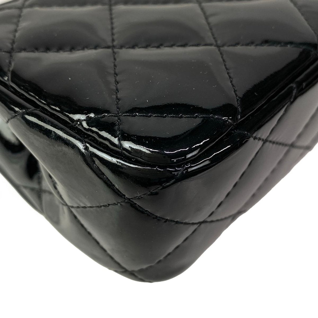 Chanel Shoulder Bag Extra Mini Quilted Black Chain Silver Leather — view 8