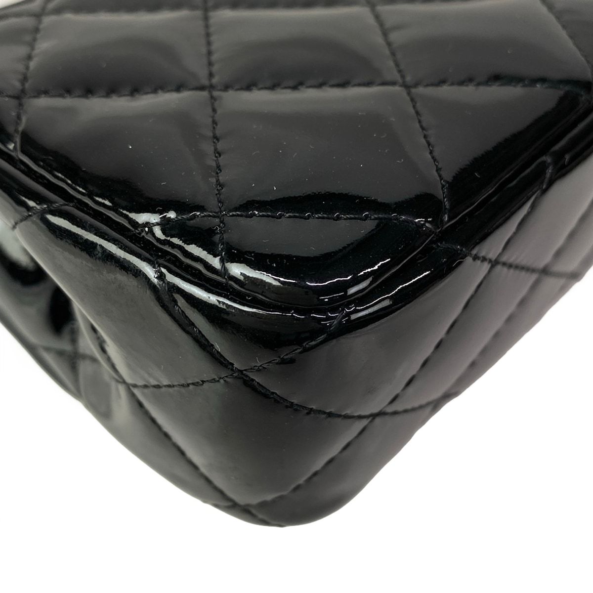 Chanel Shoulder Bag Extra Mini Quilted Black Chain Silver Leather — view 8