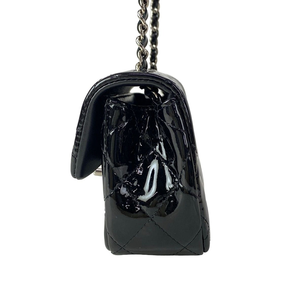 Chanel Shoulder Bag Extra Mini Quilted Black Chain Silver Leather — view 4