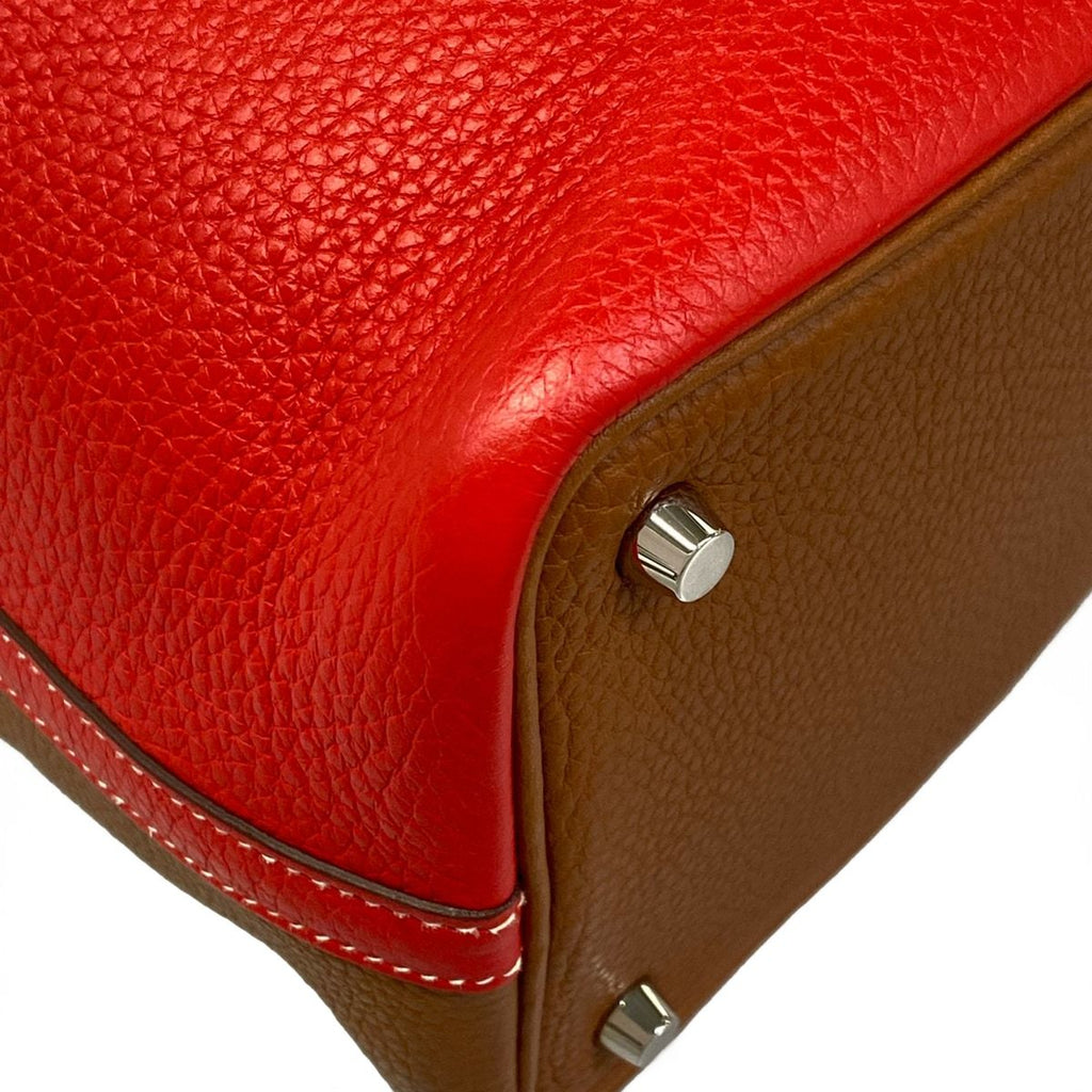 Hermes Handbag Picotin Lock Kazak PM Rouge Cou Gold Silver — view 6