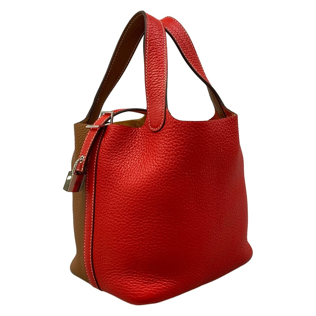 Hermes Handbag Picotin Lock Kazak PM Rouge Cou Gold Silver