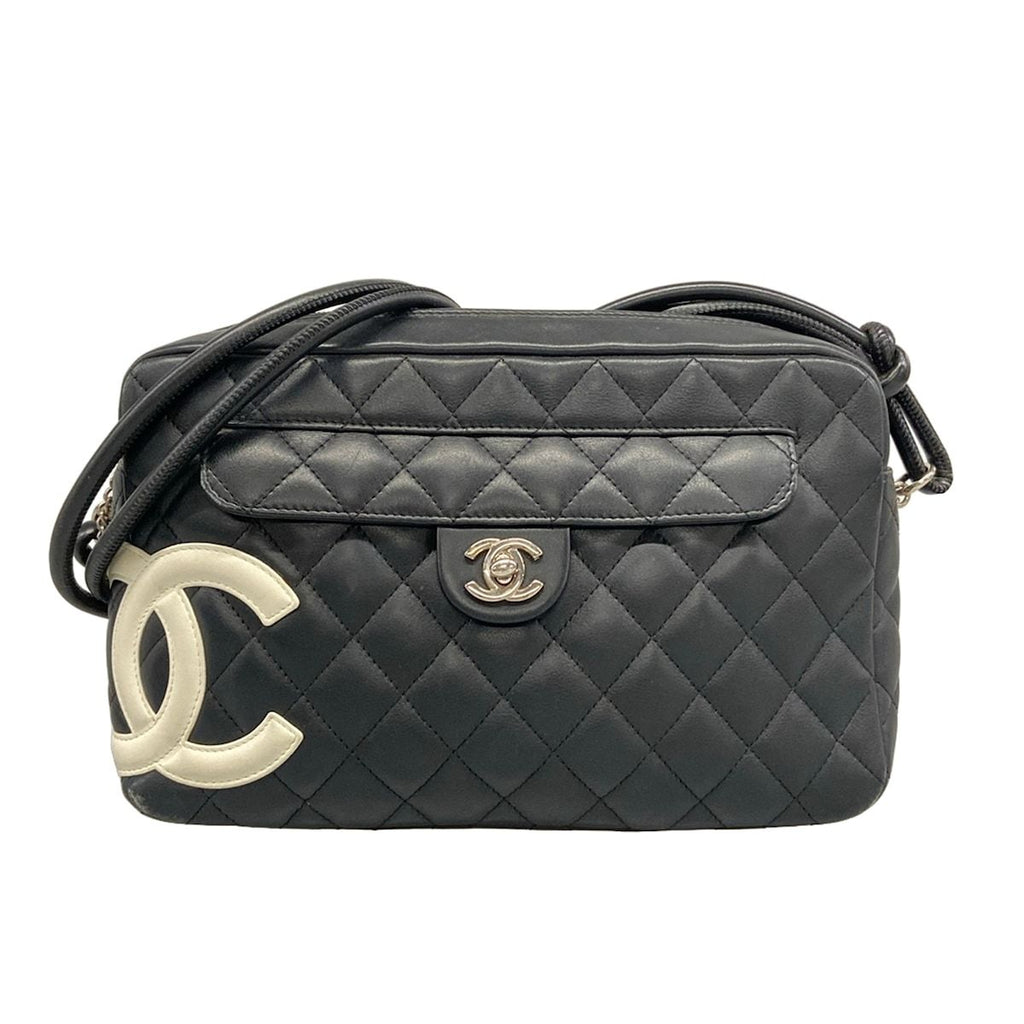 Chanel Shoulder Bag Cambon Line Black Silver Lambskin