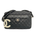 Chanel Shoulder Bag Cambon Line Black Silver Lambskin