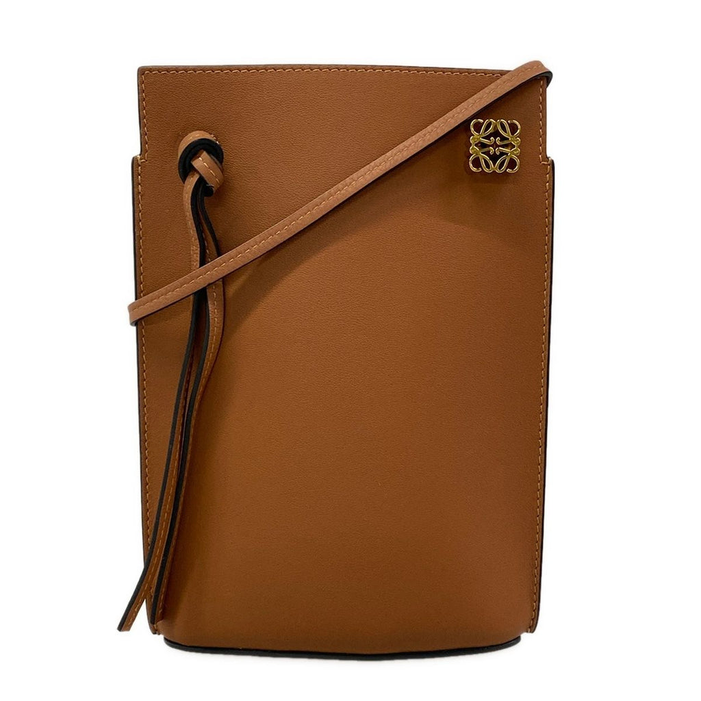 Loewe Shoulder Bag Dice Pocket Brown Leather