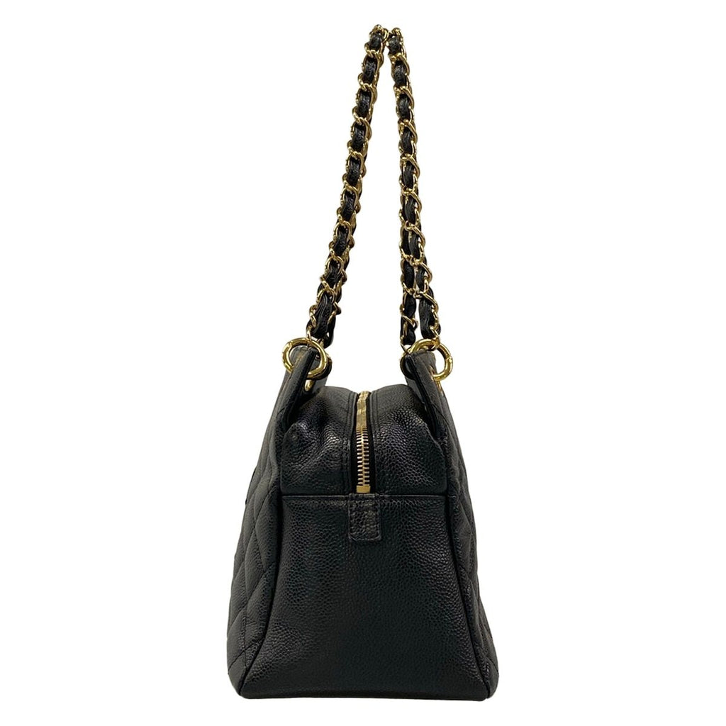 Chanel Shoulder Bag Petit Timeless Tote Quilted Black Chain Gold — view 4