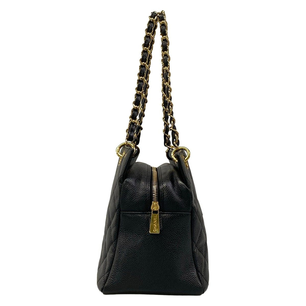 Chanel Shoulder Bag Petit Timeless Tote Quilted Black Chain Gold — view 2