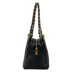Chanel Shoulder Bag Petit Timeless Tote Quilted Black Chain Gold — view 2