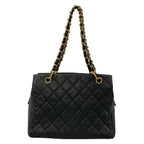 Chanel Shoulder Bag Petit Timeless Tote Quilted Black Chain Gold — view 3