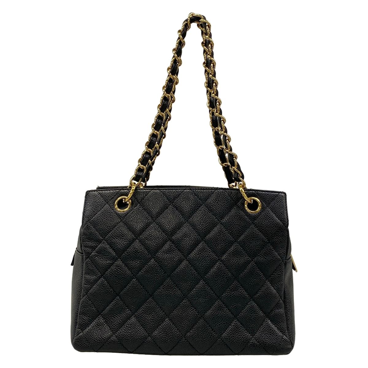 Chanel Shoulder Bag Petit Timeless Tote Quilted Black Chain Gold — view 3