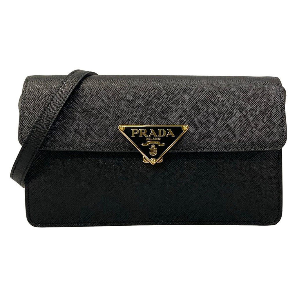Prada Shoulder Bag Saffiano Leather Black